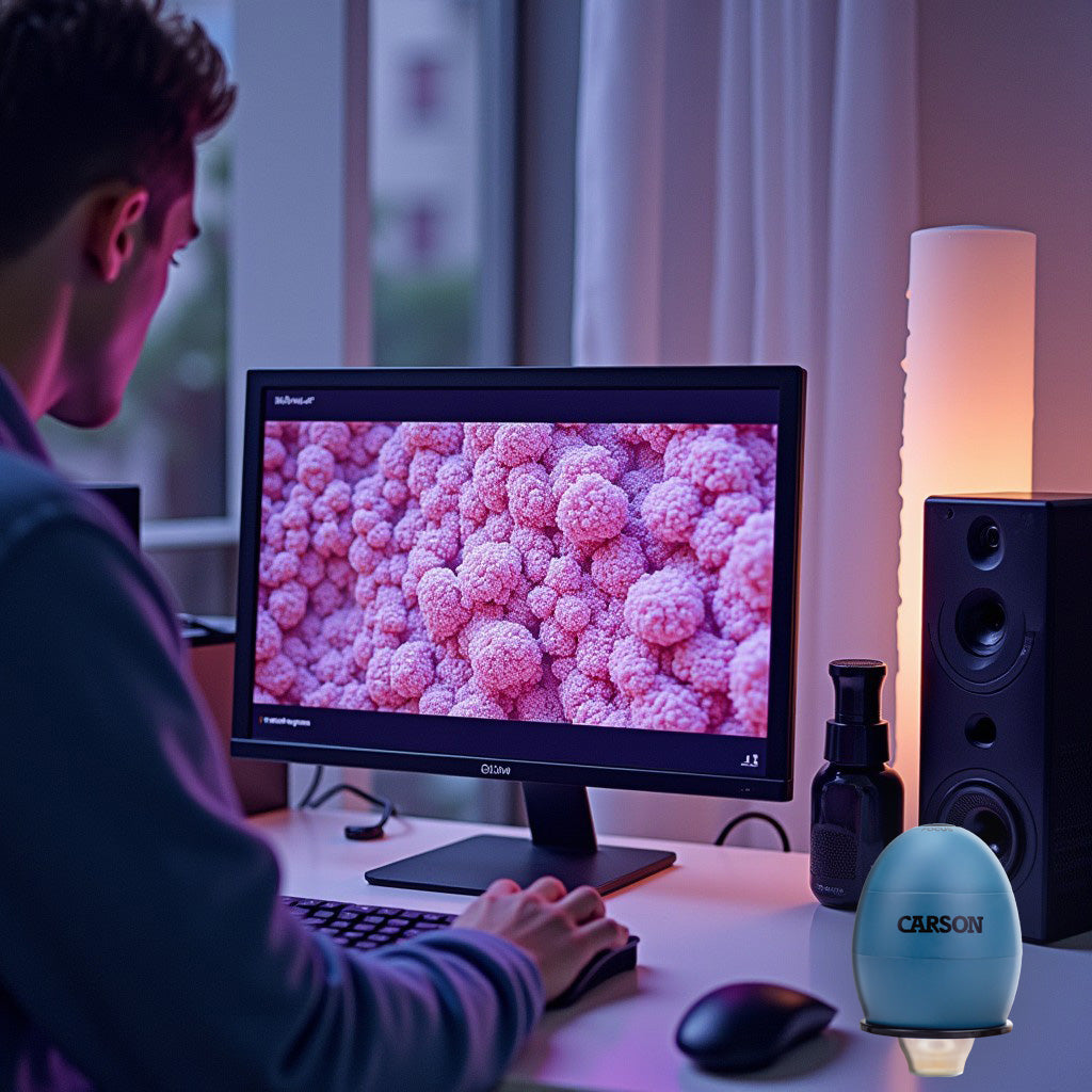 Microscópio Digital Carson Com Zoom 81X, LED, E Câmera Integrada