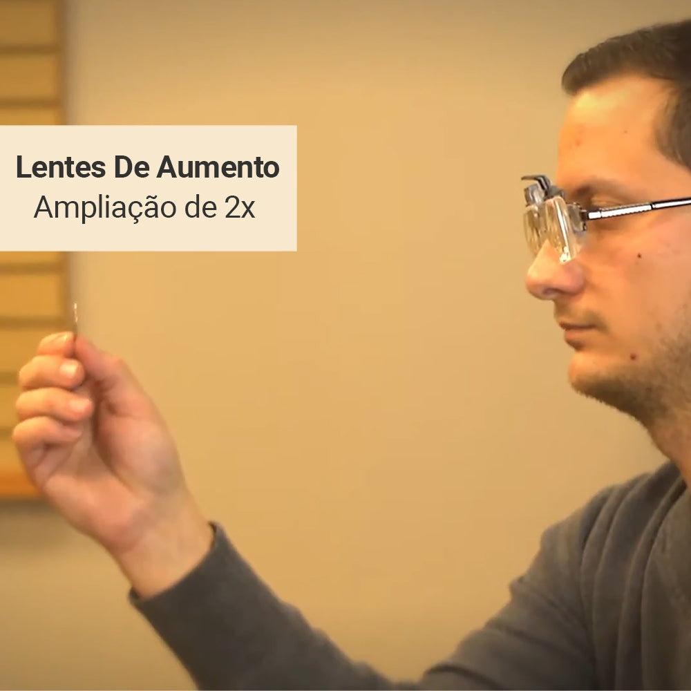 Lentes De Aumento 2X Clip & Flip Com Encaixe Para Óculos
