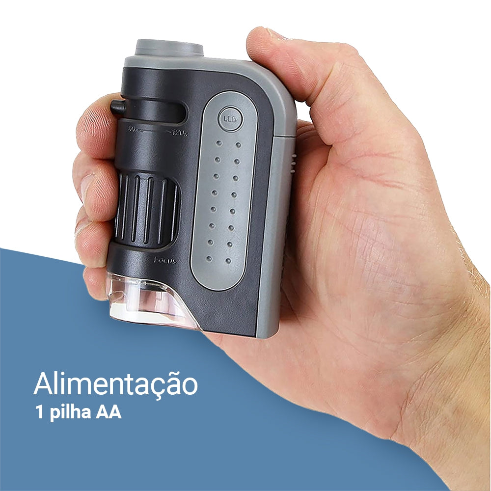 Microscópio De Bolso MicroBrite 60x-120x Com Luz De LED Incorporada
