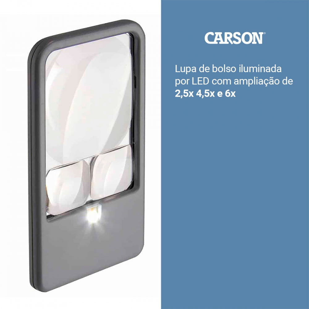 Lupa De Bolso Iluminada Por LED Com Ampliação De 2,5x 4,5x E 6x