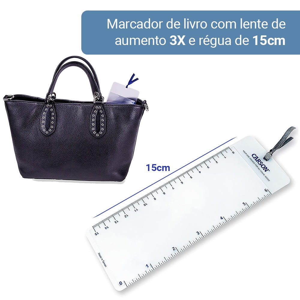 Marcador De Livro Com Lente De Aumento 3X E Régua De 15cm