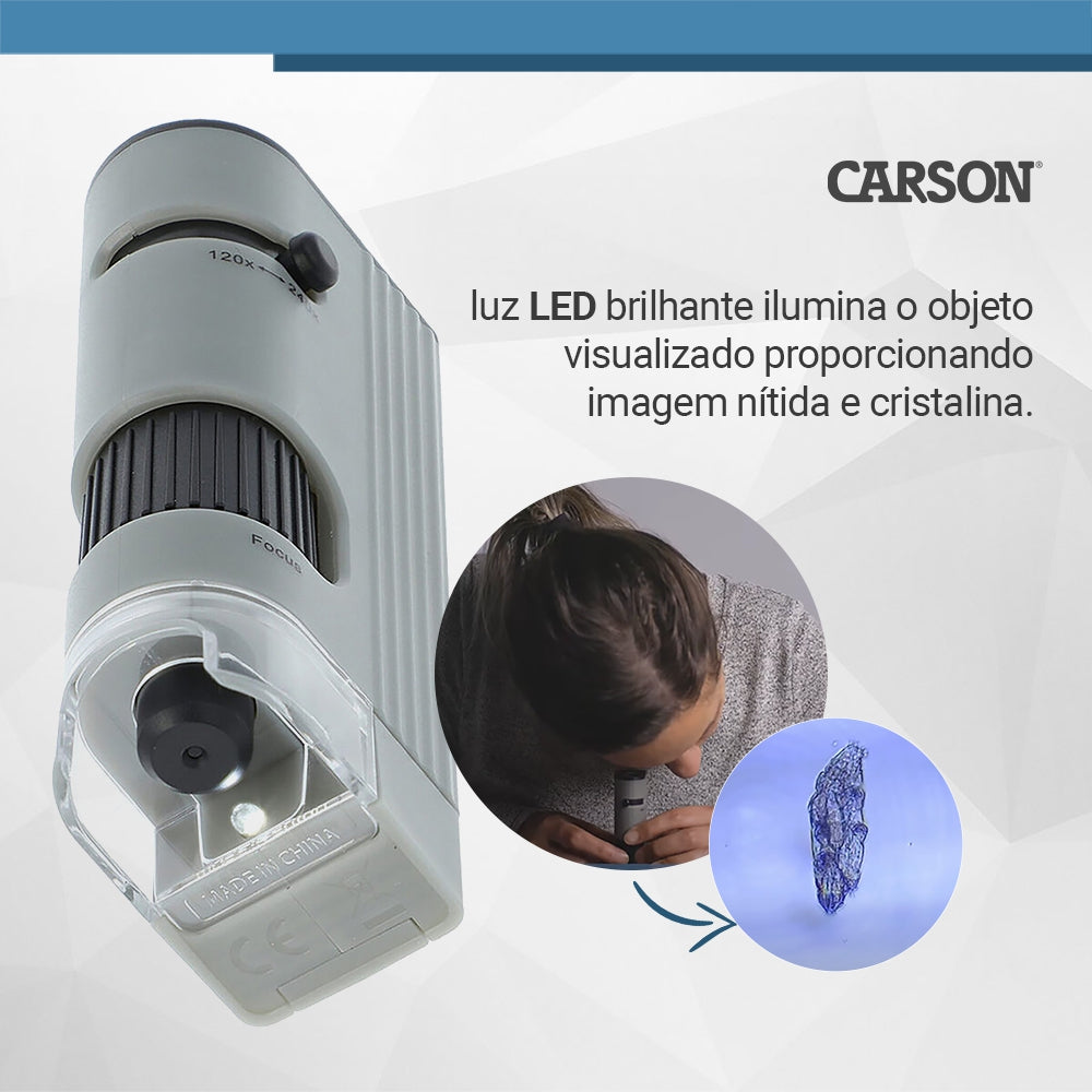 Microscópio De Bolso MicroPic 120-240x Com LED E Adaptador Para Smartphone