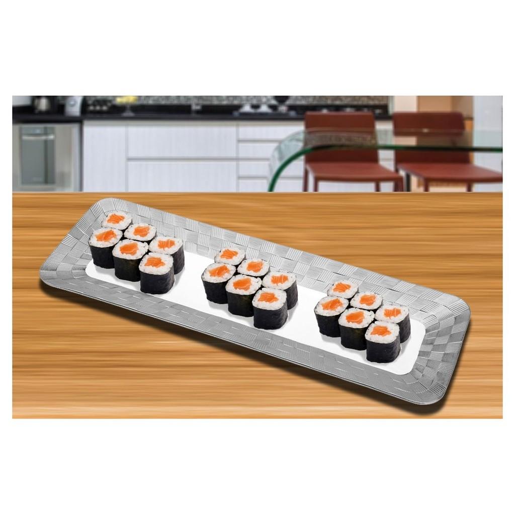 Travessa porcelana Vera silver 36x12x2cm