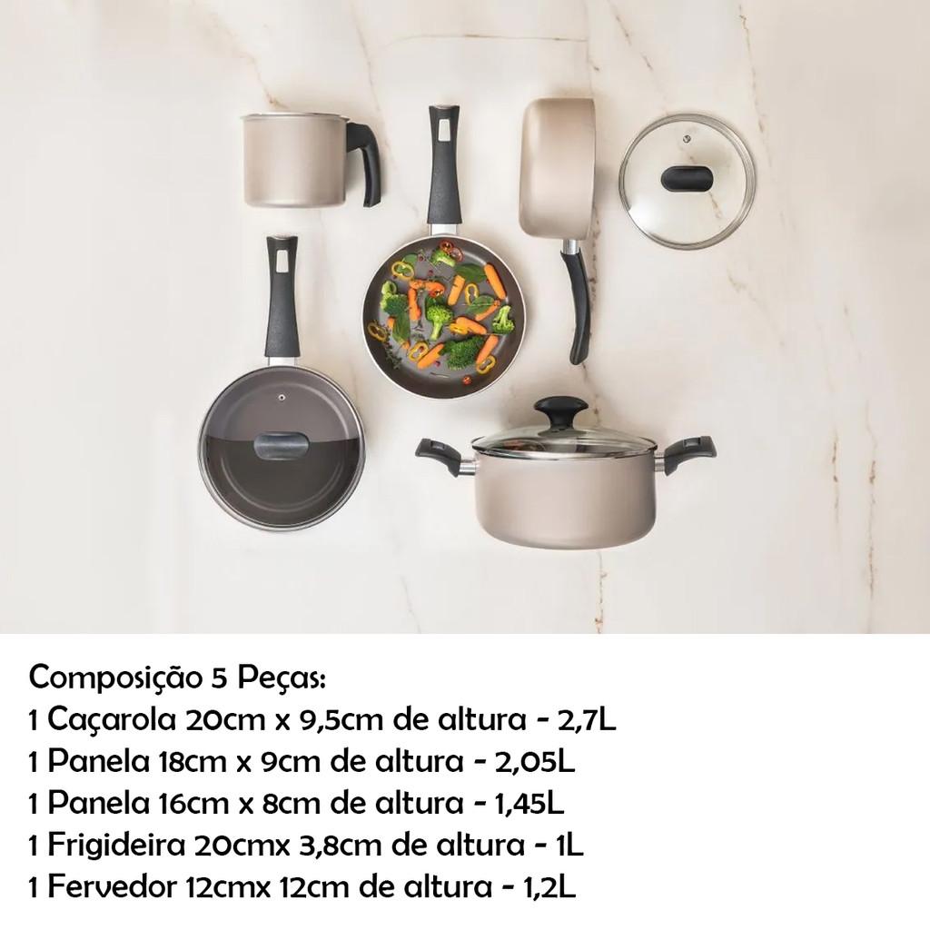 Conjunto De Panelas 5 Peças Antiaderente 6 Camadas Ceramic Life Essence Brinox
