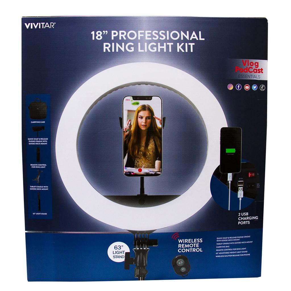 Ring Light de 18 polegadas 5.200 Lumens - Tripé + Suporte +Controle