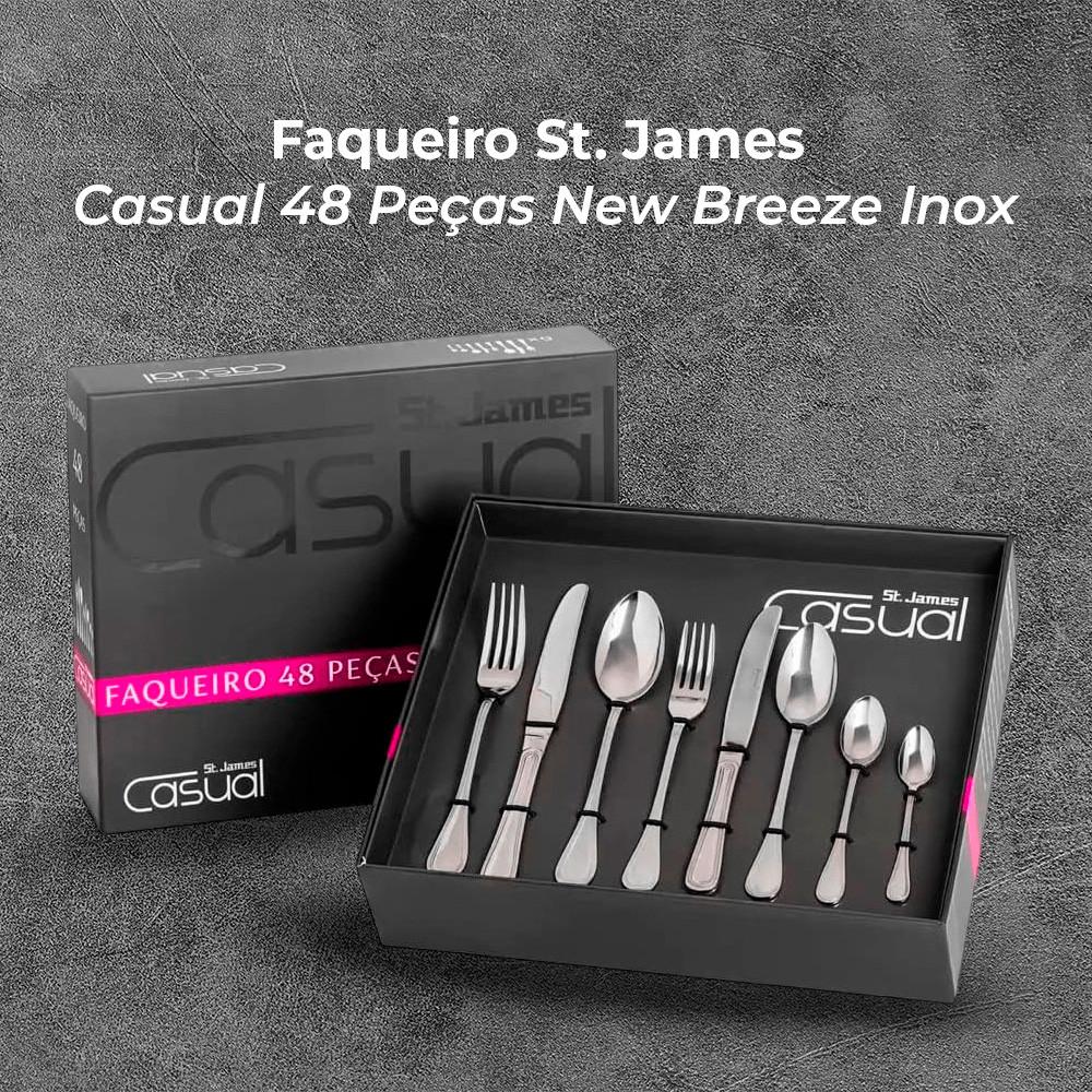 Faqueiro St. James Casual 48 Peças New Breeze Inox Versatilidade E Qualidade