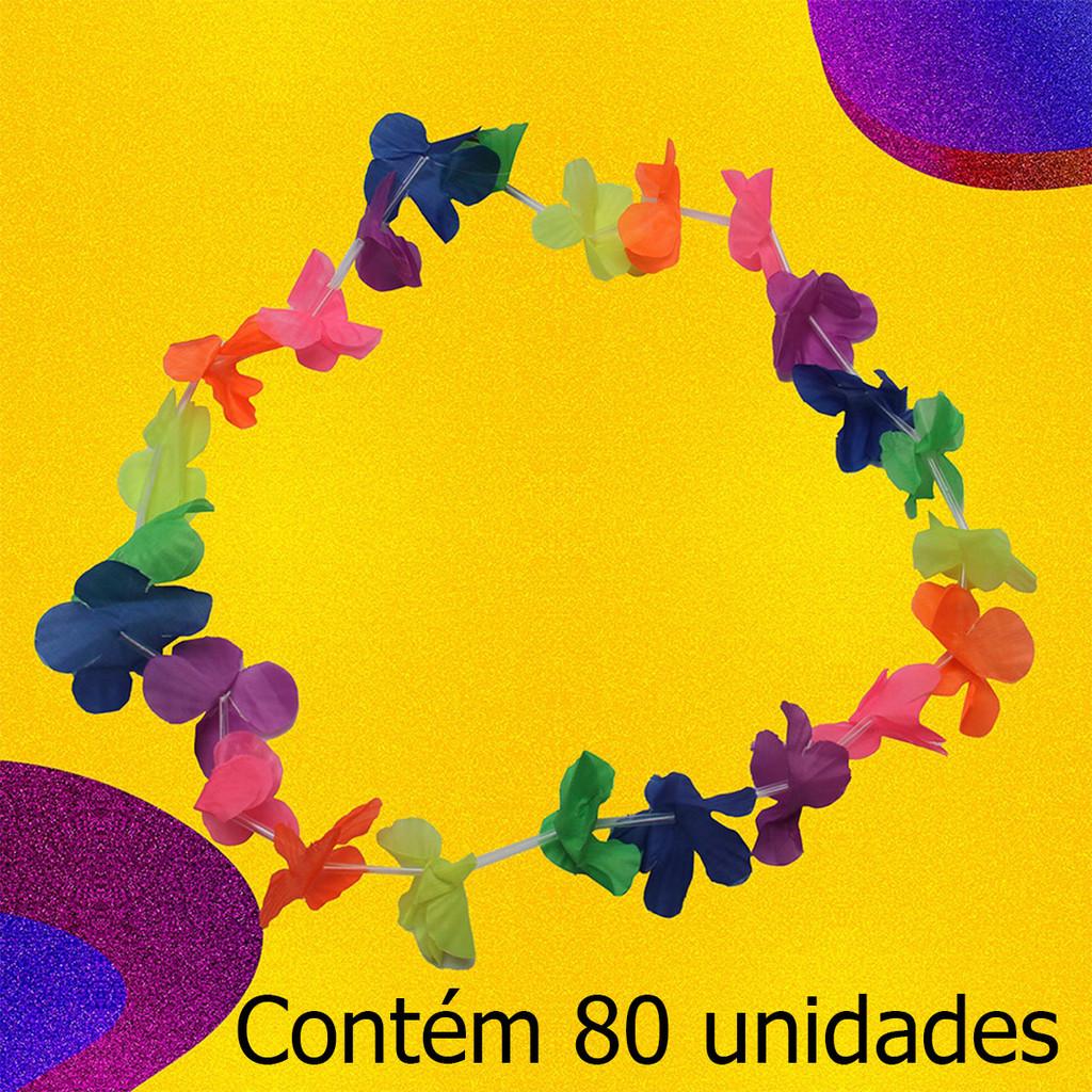 Colar Havaiano Colorido O Toque Tropical Do Carnaval 80 Unidades