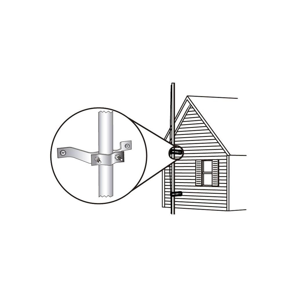 Jogo de peças para fixar na parede mastro de antena externa de TV