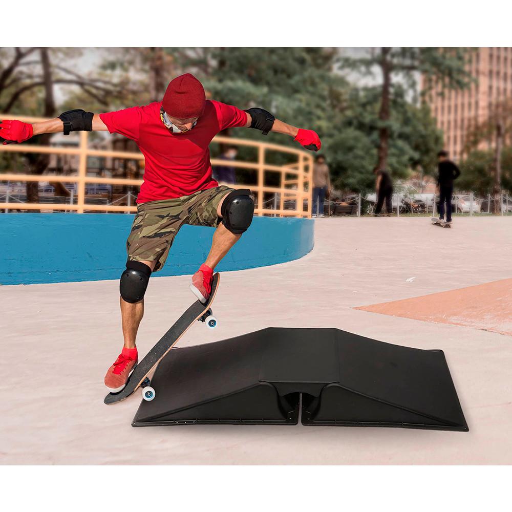 Kit Skate: Rampa dupla c/ plataforma em ABS e Suportes p/ câmera de ação em capacete