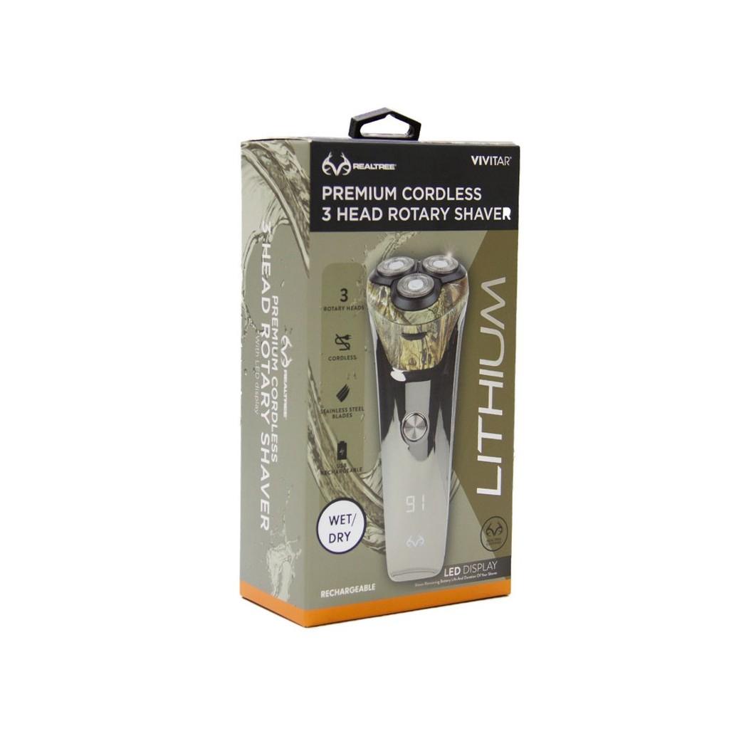 Barbeador Vivitar Premium RealTree com 3 lâminas, sem fio e carga USB