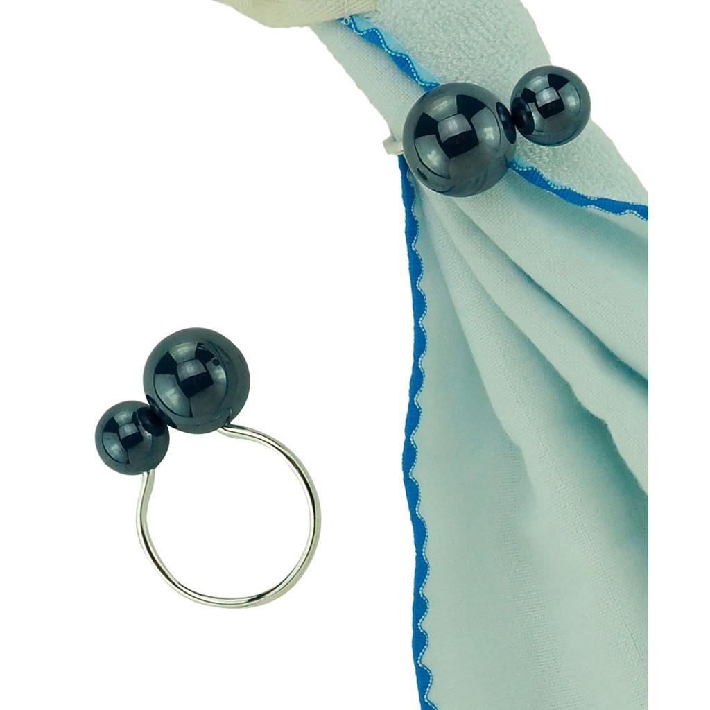 Conjunto com 4 anéis para guardanapos em plástico Bolas azul 4x3x7cm