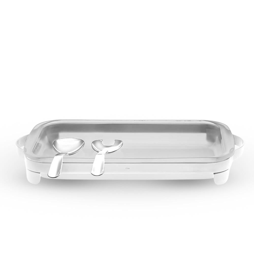Suporte Com Refratário Frozen Glass 2.9L E Talheres Sion Inox Elegância E Praticidade Riva