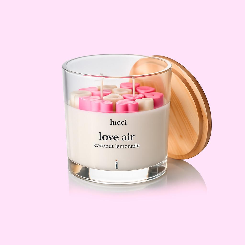 Vela Decorativa Aromática Love Vidro Com Tampa Madeira 250g
