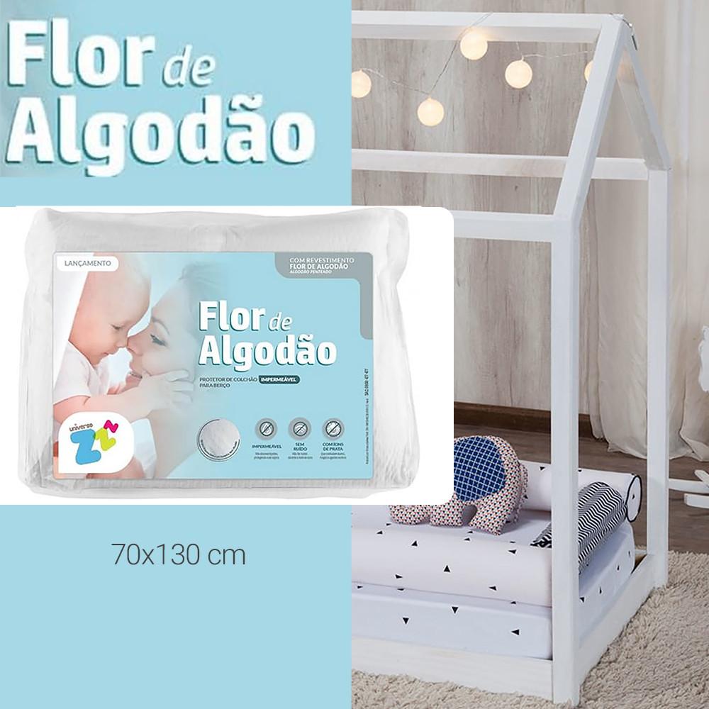 Protetor De Colchão Para Berço Flor De Algodão 70cm x 130cm