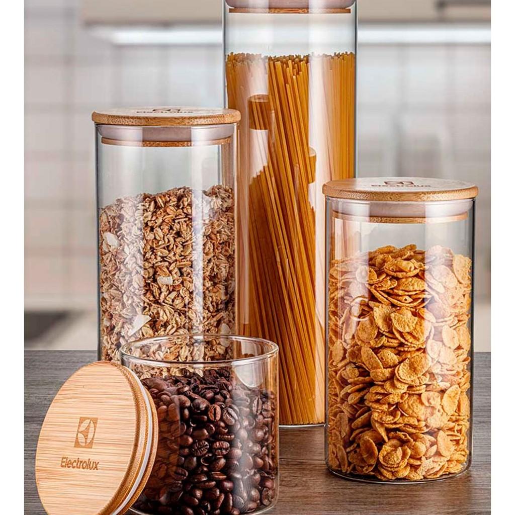 Potes Herméticos Porta-Mantimentos com Tampa de Bambu Electrolux - 4 unidades