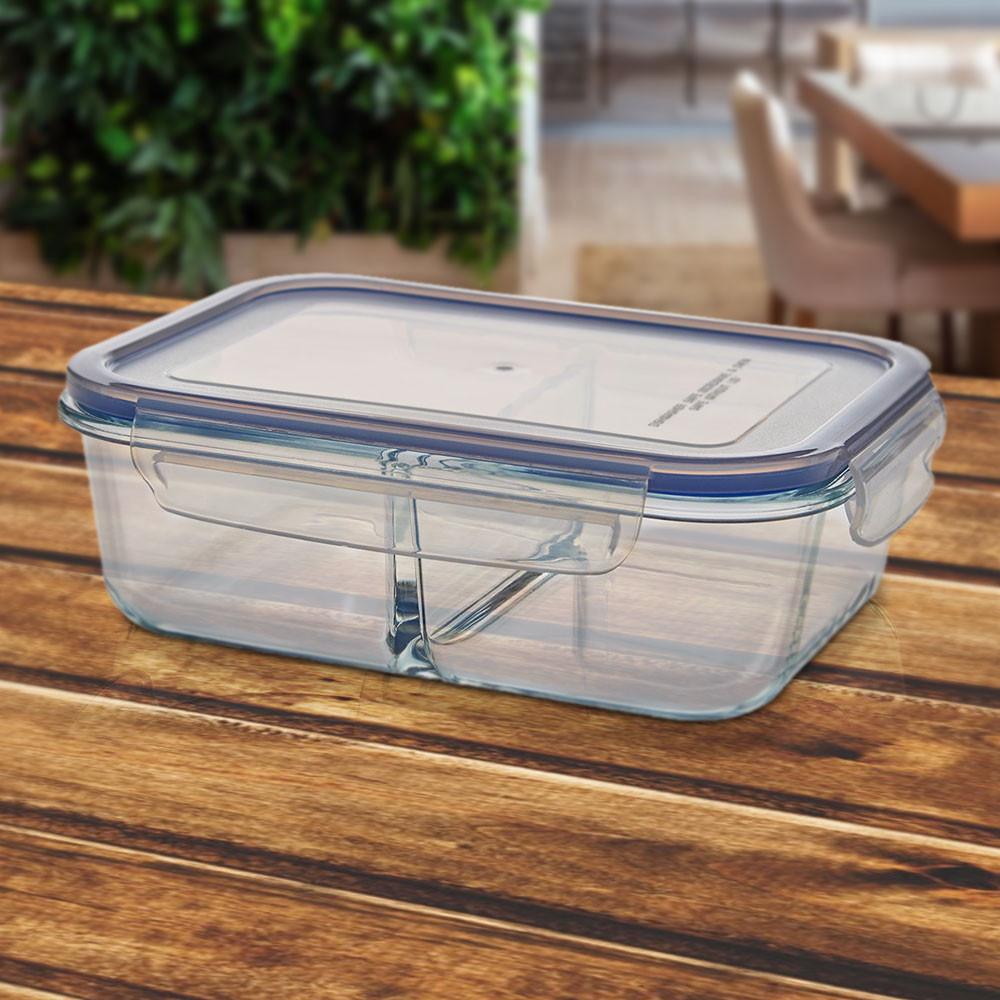 Pote hermético com tampa retangular duplo 1.5L