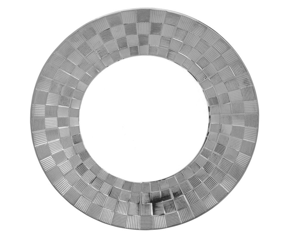 Conjunto com 6 pratos rasos porcelana super white Vera silver 27x3cm