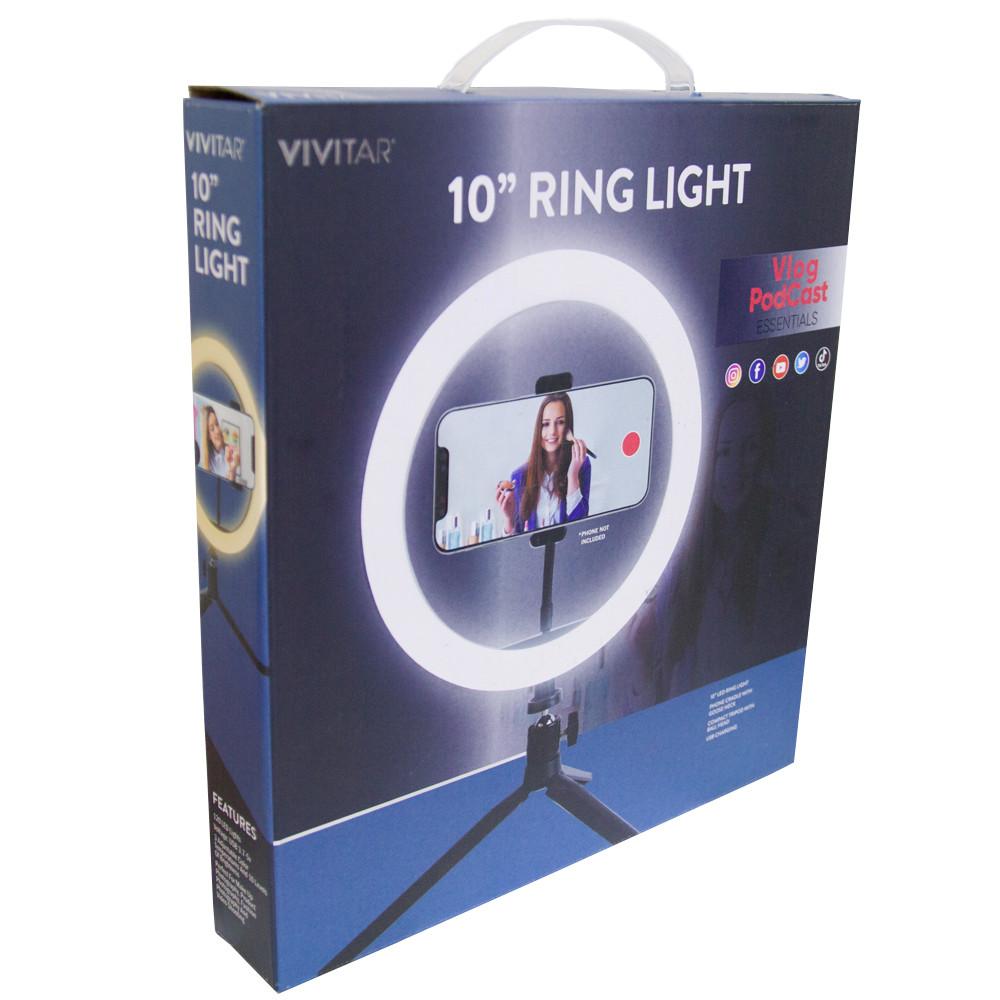 Luminária Ring Light 10´ c/ 3 Iluminações e 10 intensidades - Tripé + Suporte + Controle