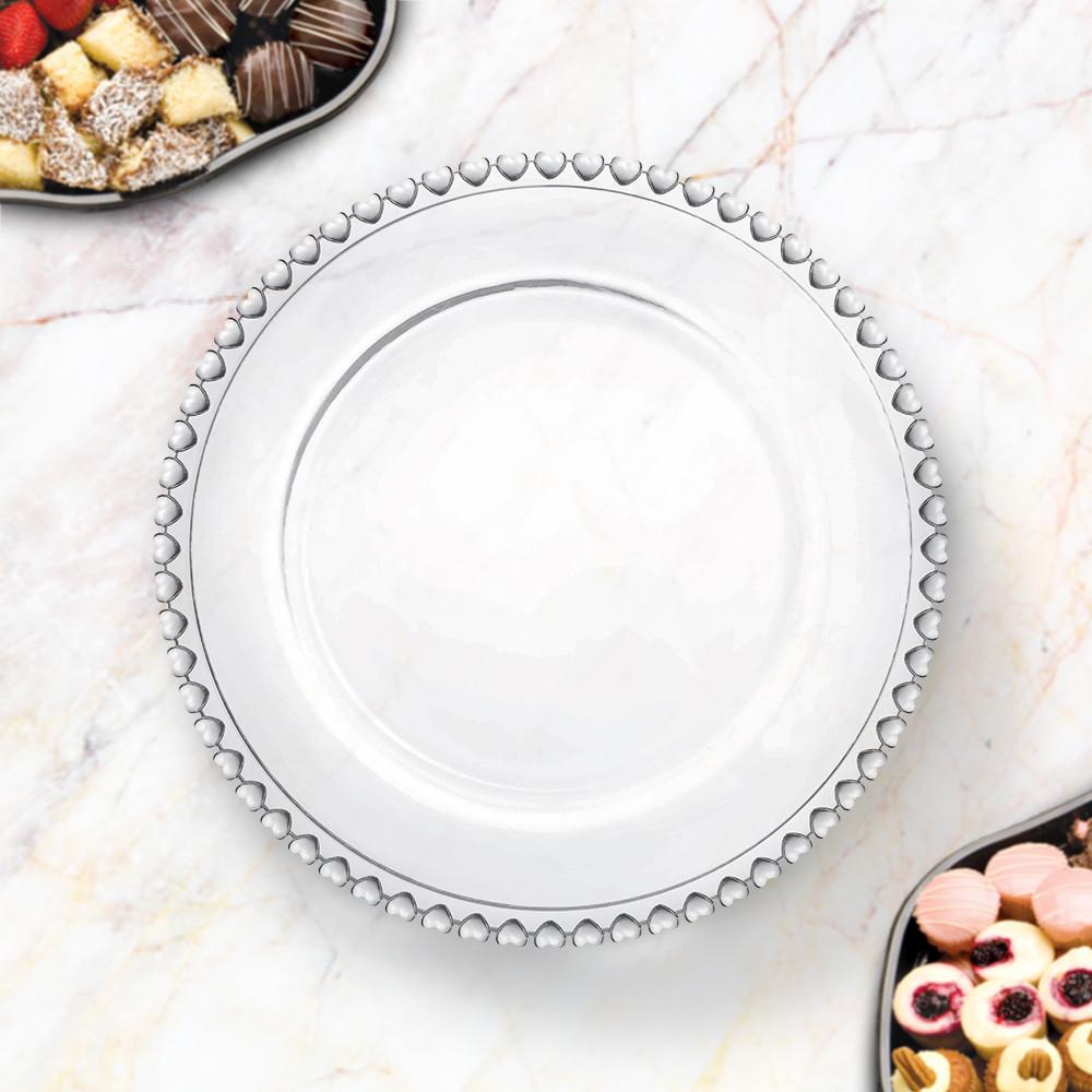 Sousplat de cristal Coração transparente 32cm