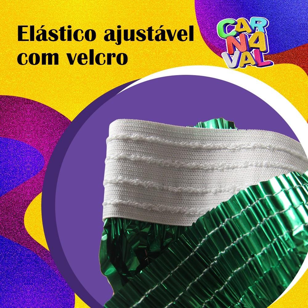Saia Havaiana Metalizada 40cm Mais Colar Brilho No Carnaval