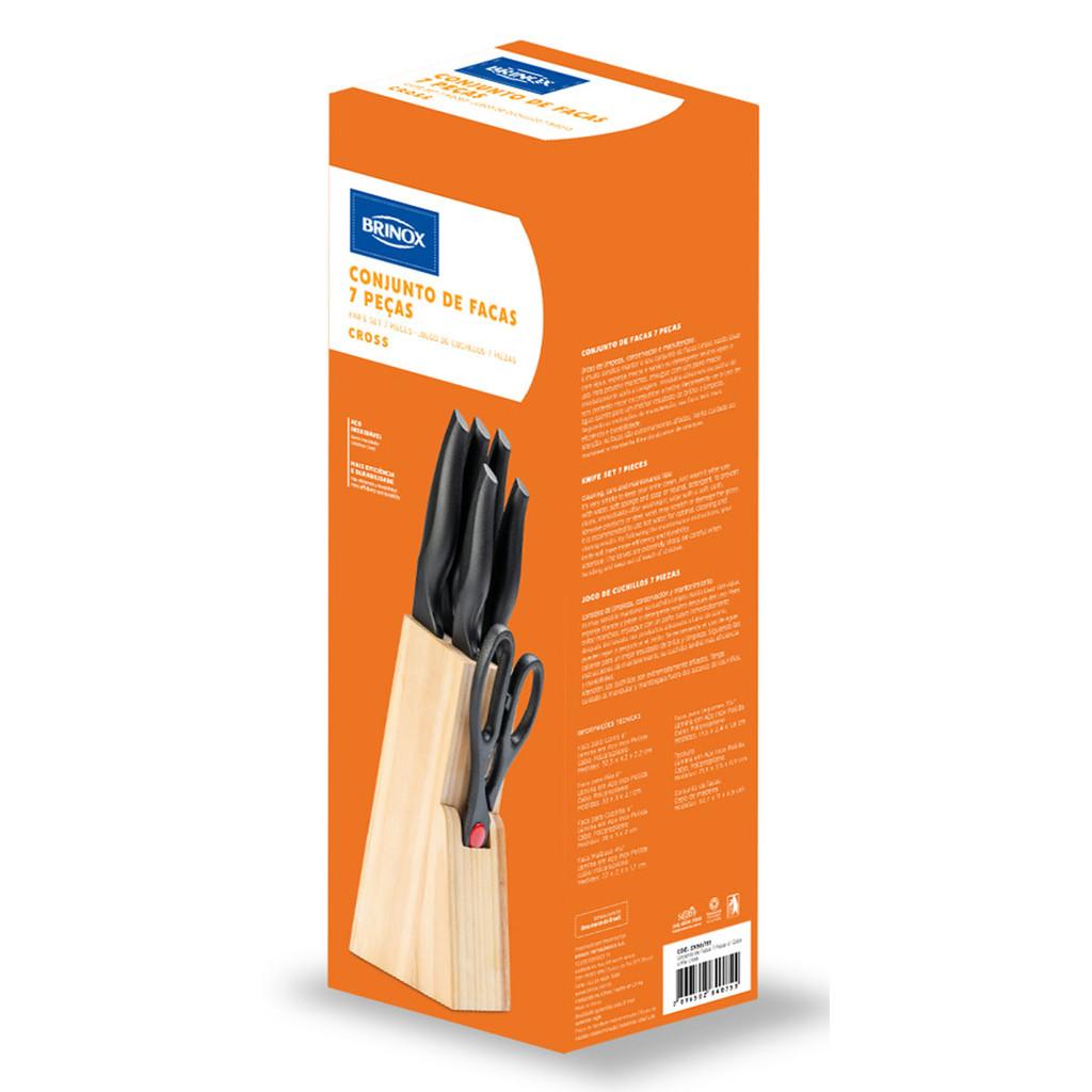 Conjunto Facas 7Pcs C/Cepo Cross