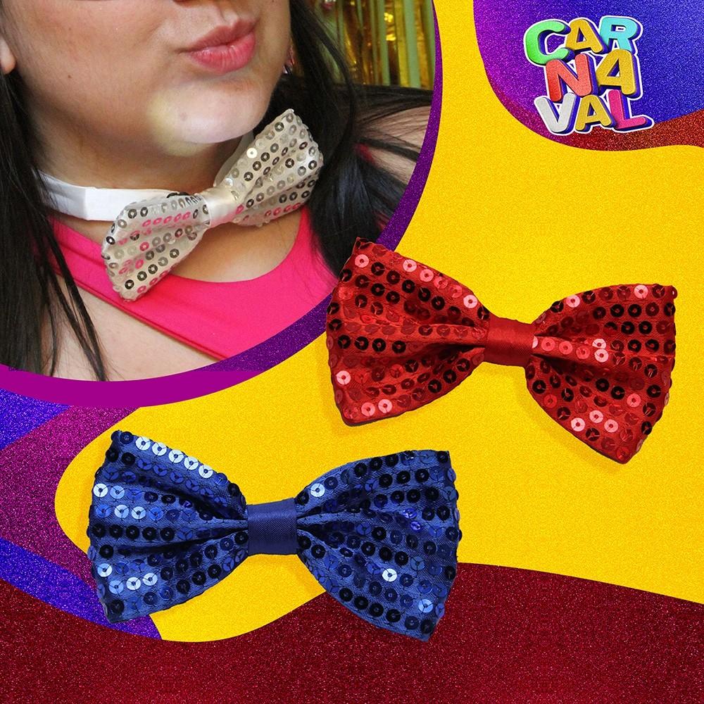 Chapéu Malandro Carnaval Mais Gravata Borboleta Look Brilhante