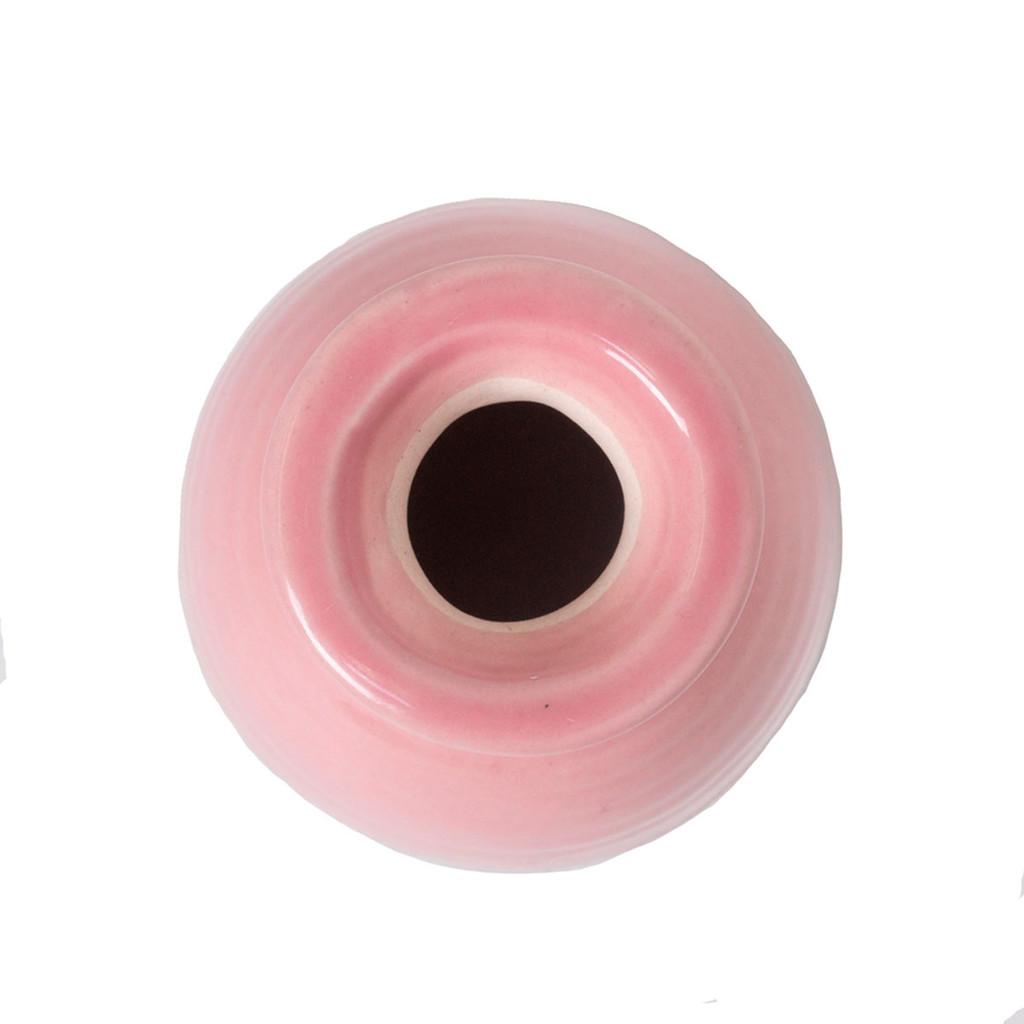 Vaso decorativo porcelana rosa/cinza 7x15cm