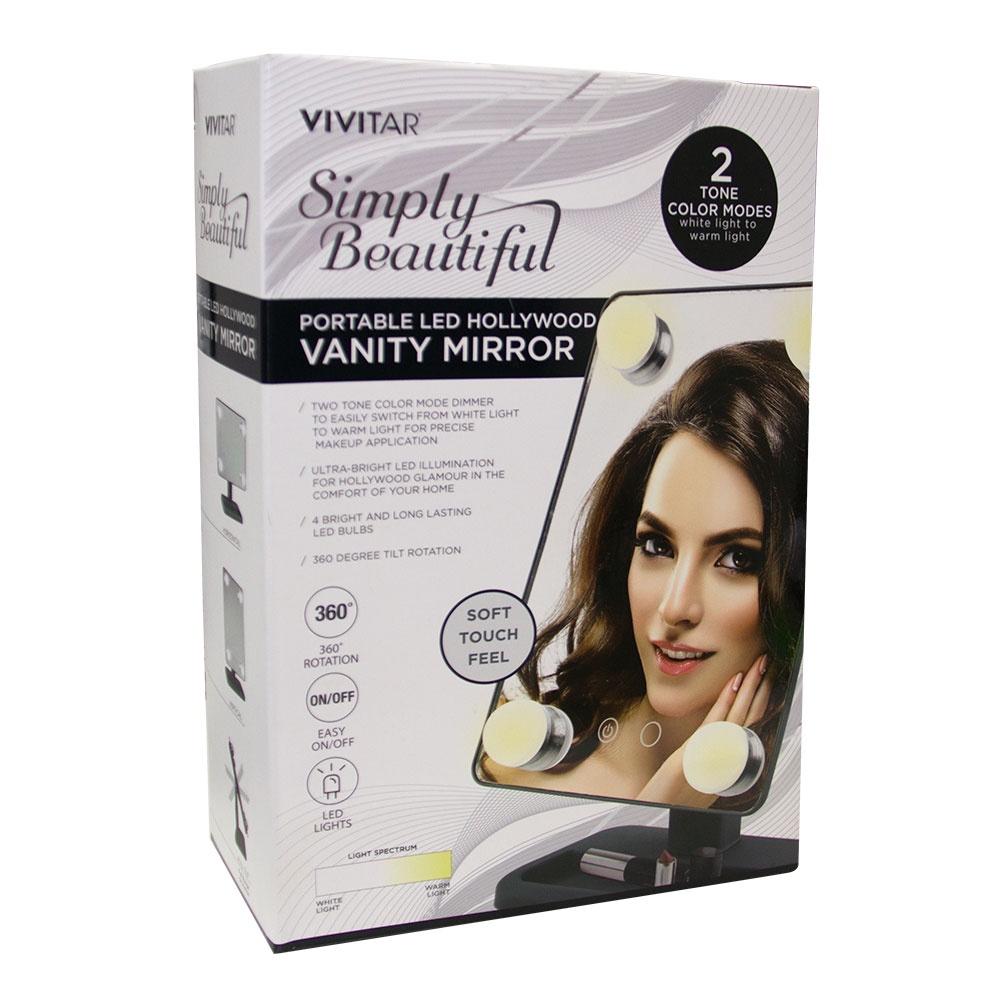 Espelho para maquiagem Vivitar Vanity Mirror com iluminação por LED e rotação 360° - Cinza