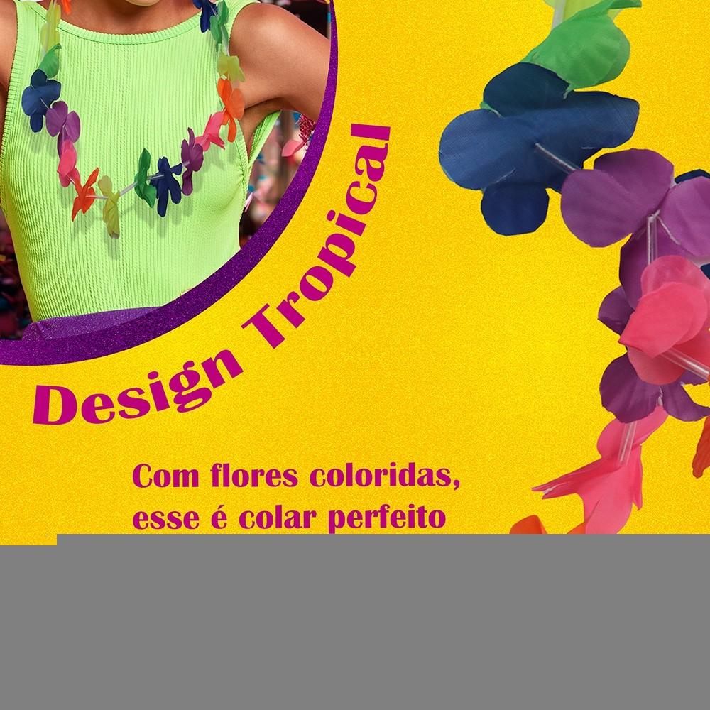 Colar Havaiano Colorido O Toque Tropical Do Carnaval 10 Unidades