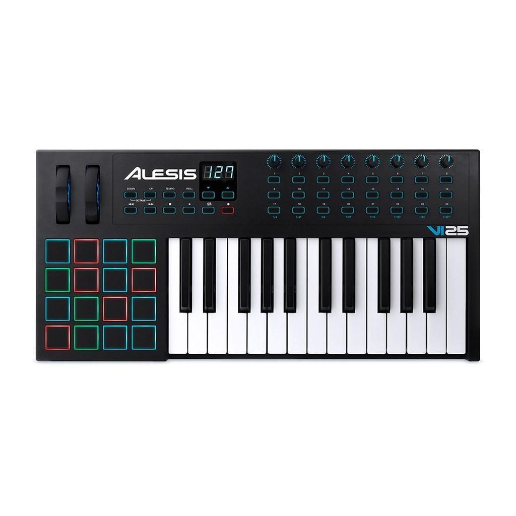 Teclado Musical digital com 25 teclas, 16 PADs e controle USB-MIDI x