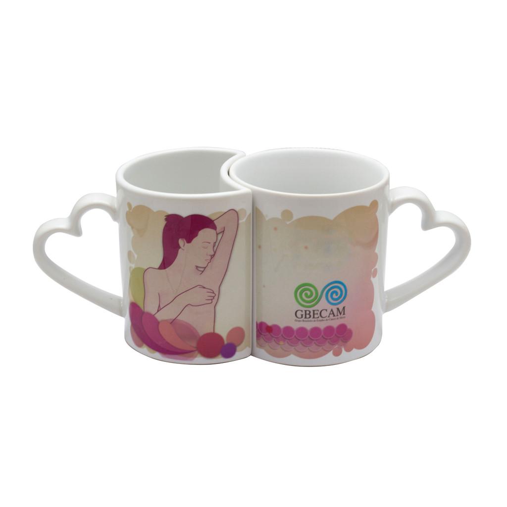 Caneca ´´Casal´´ em cerâmica branca
