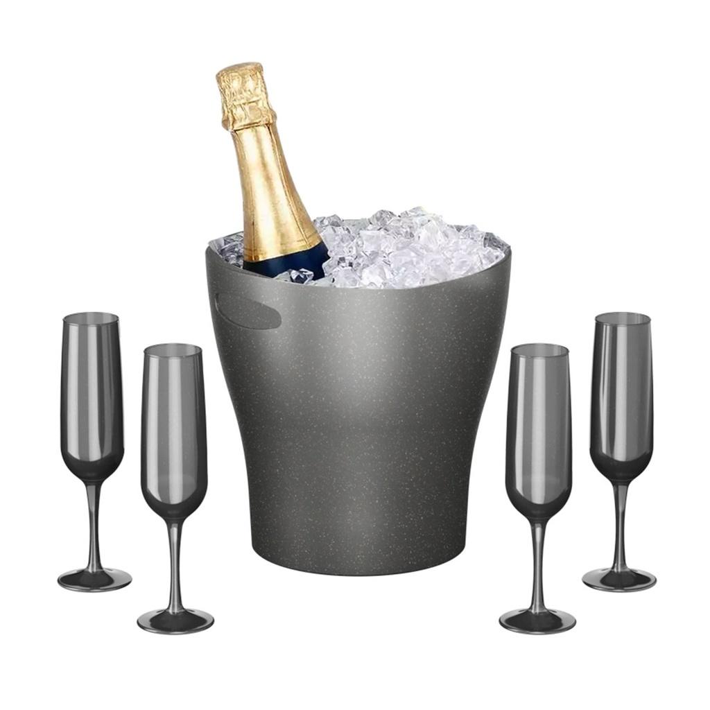 Kit Celebration Cooler + 4 Taças de espumante - Chumbo