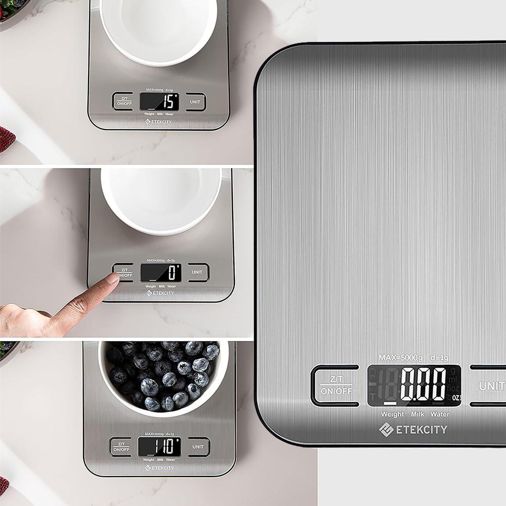 Balança Digital De Cozinha Em Aço Inoxidável Com Capacidade Até 5000g