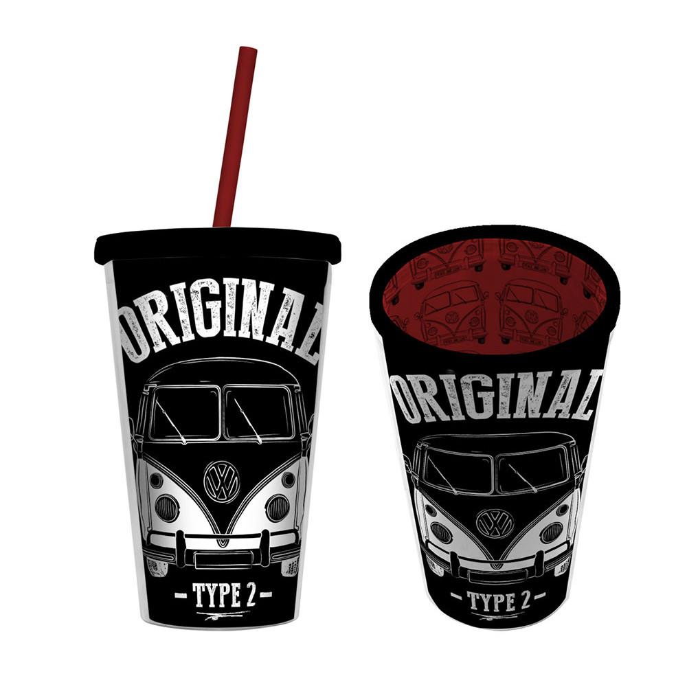 Copo Plástico com Canudo - Kombi