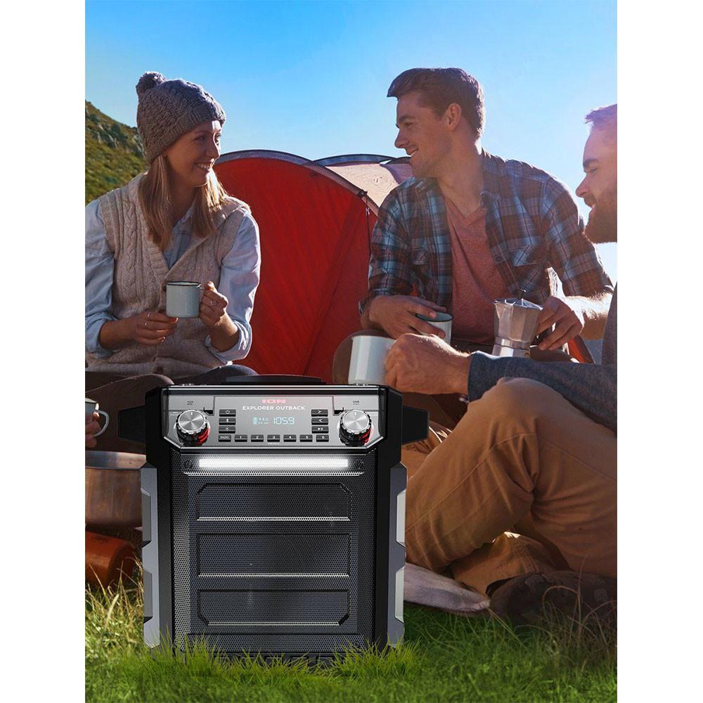 Sistema de Som portátil 100 W Bluetooth, AM/FM, bateria recarregável e resistente à água