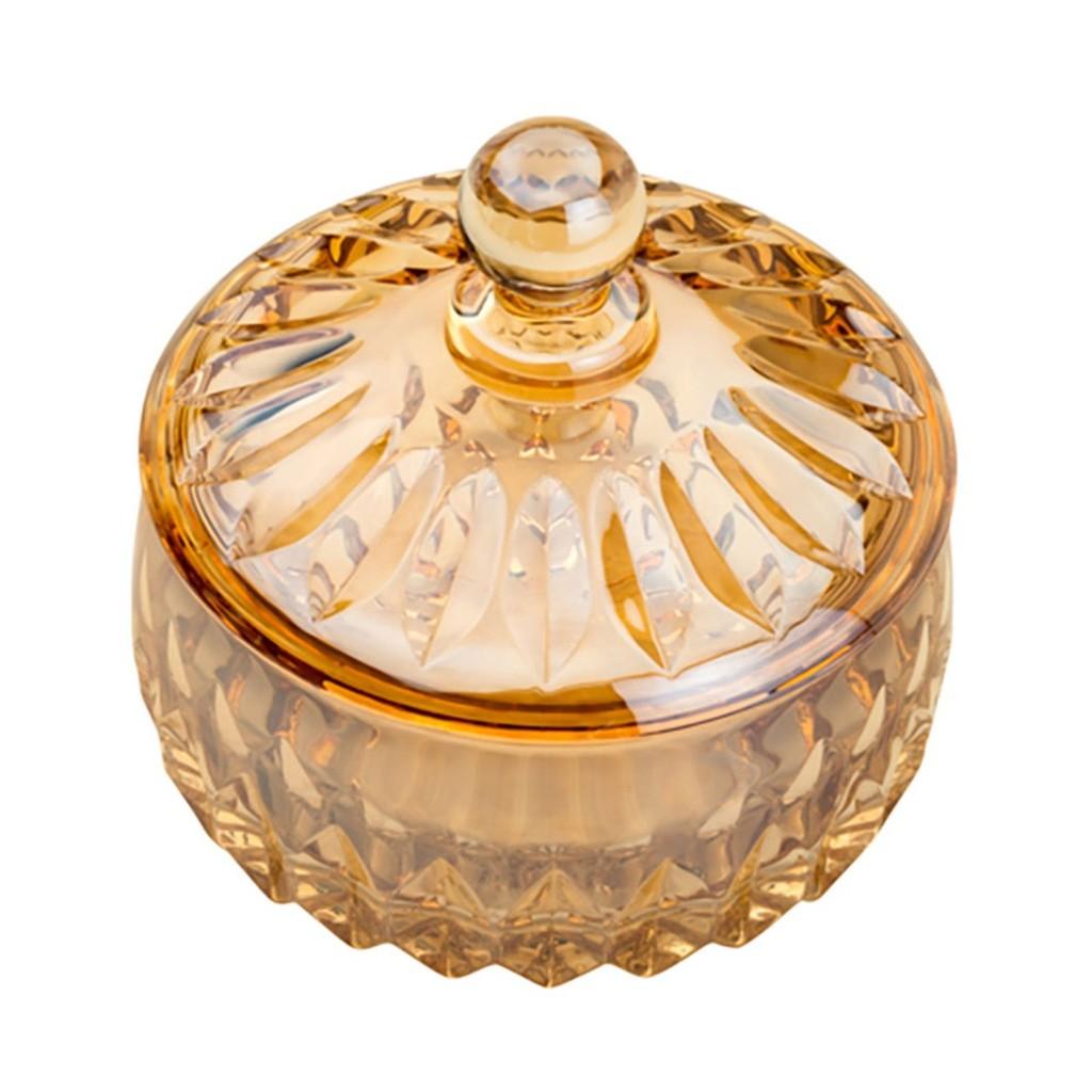 Potiche decorativa cristal Louise 14x14cm âmbar