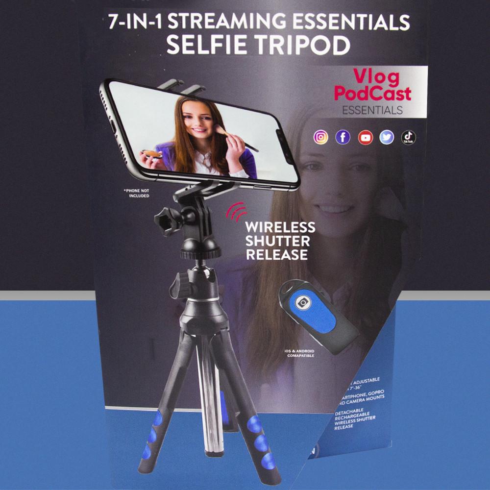 Kit 7 em 1: Tripé/Bastão+Controle+Carregador+ Adaptadores Celular/Gopro/Extensor+Bolsa