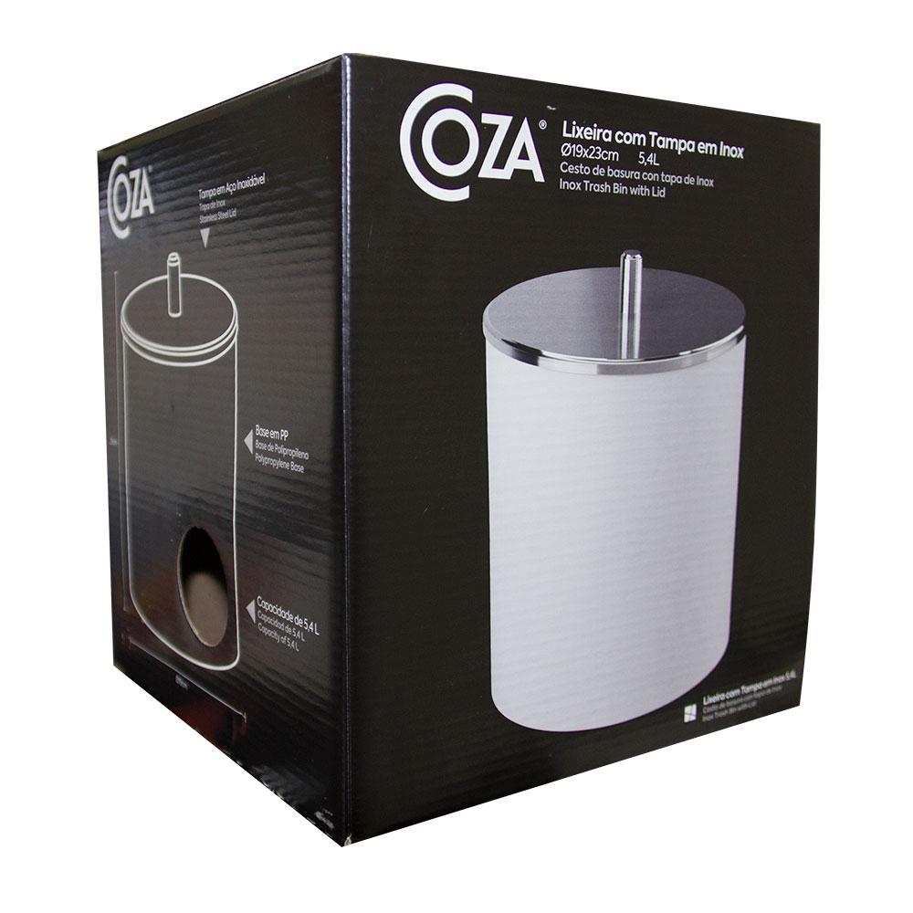 Lixeira com Tampa Inox 19 x 23 x 19 cm 5,4 L - Branca Coza