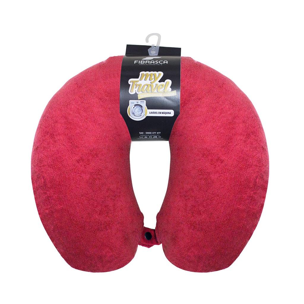 Travesseiro de pescoço para viagem my travel fibra bordô - Fibrasca