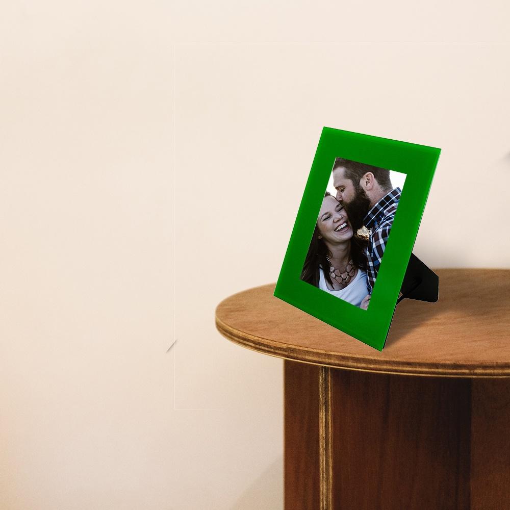Porta-retrato de vidro verde 15x20cm