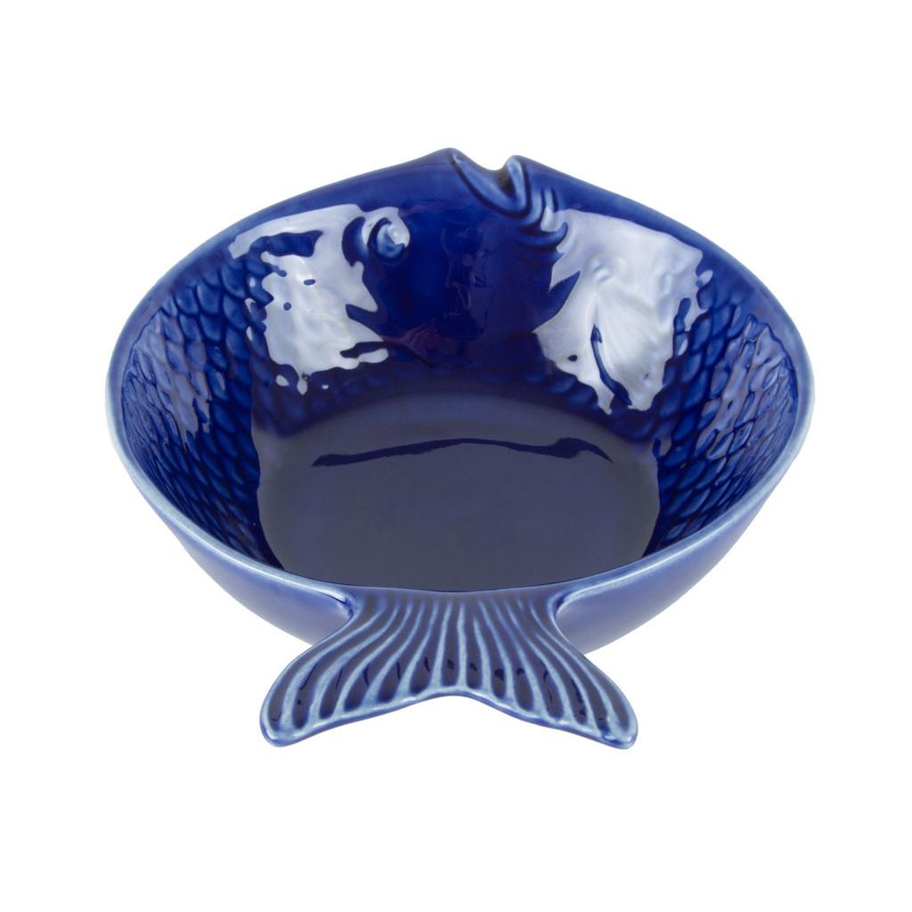 Conjunto com 4 bowls em cerâmica Peixe Ocean 20x14cm azul