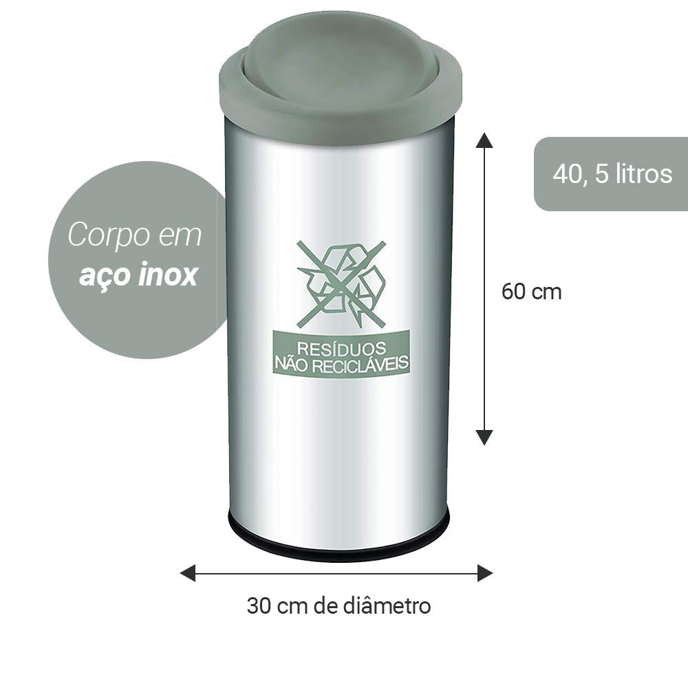 Lixeira Seletiva Não Recicláveis Tampa Basculante 40,5L