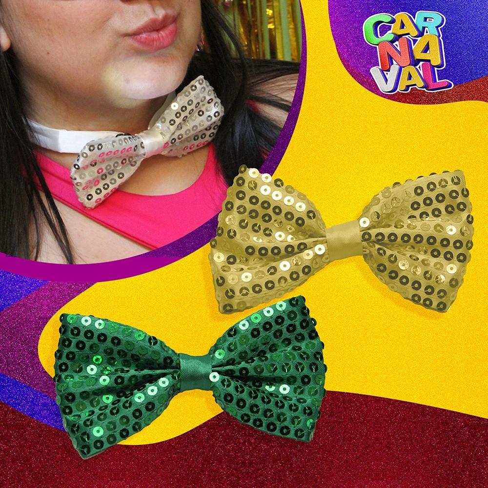 Mini Chapéu Glitter Mais Gravata Borboleta Brilhe No Carnaval