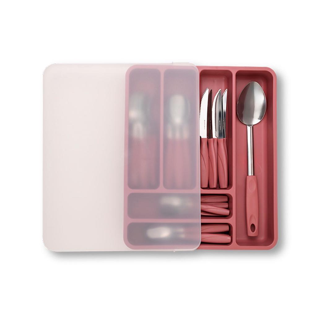Faqueiro Itaparica + Organizador 32 peças - Rosa Malva