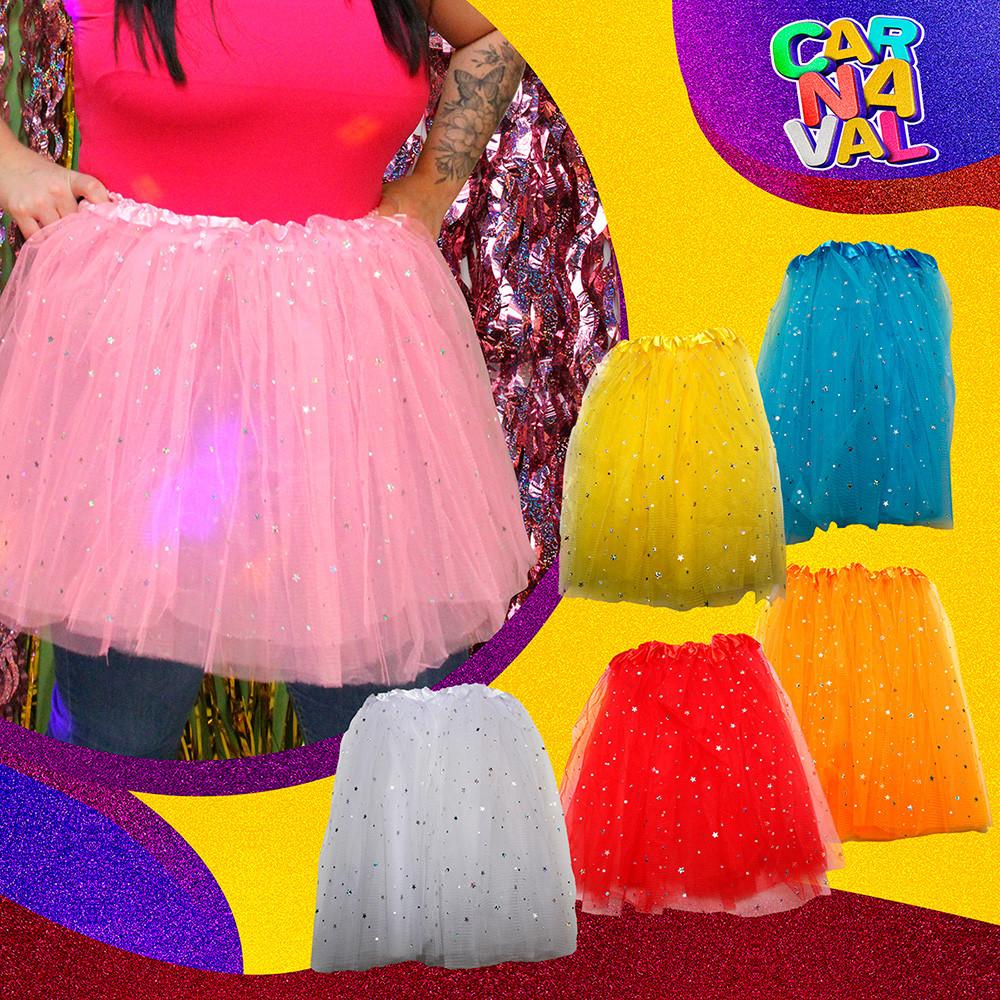 Saia Carnaval Tule 40Cm Sortida Cores Vibrantes E Conforto Silver Festas