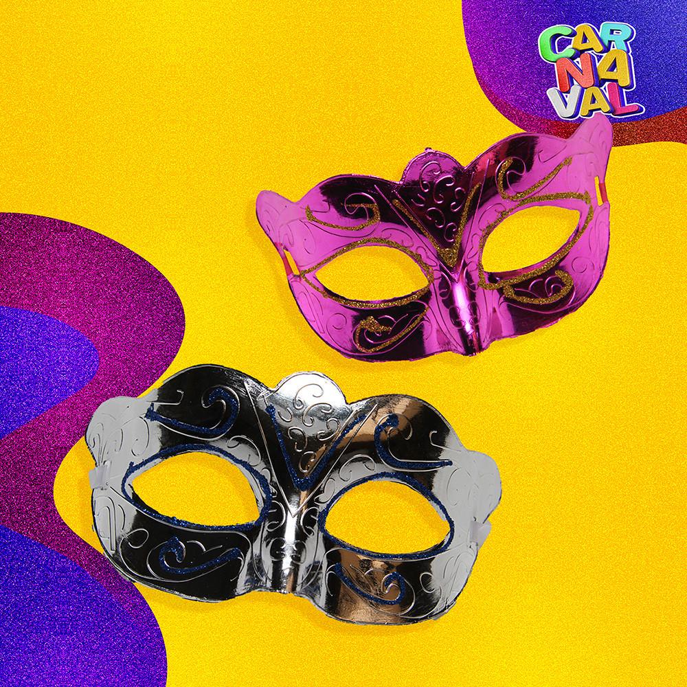 Máscara Adulto Carnaval 17Cm Mistério E Diversão Silver Festas