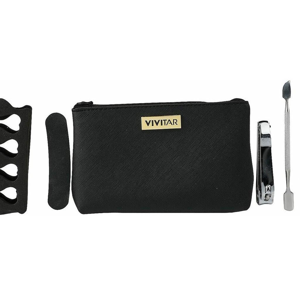 kit manicure e pedicure com 7 peças e necessaire