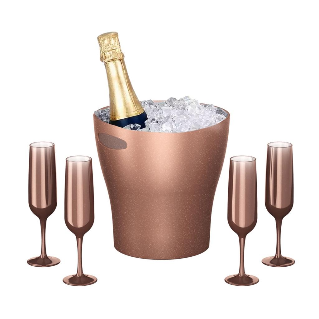Kit Celebration Cooler + 4 Taças de espumante - Rosé
