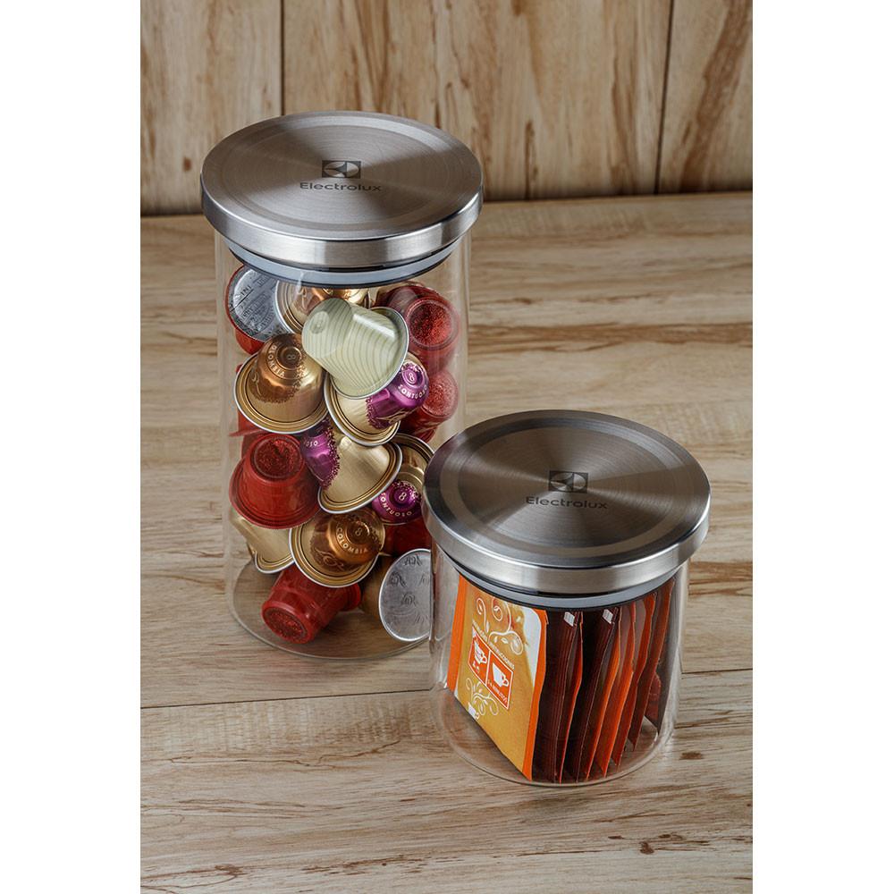 Conjunto com 4 potes herméticos de vidro com tampa inox Electrolux
