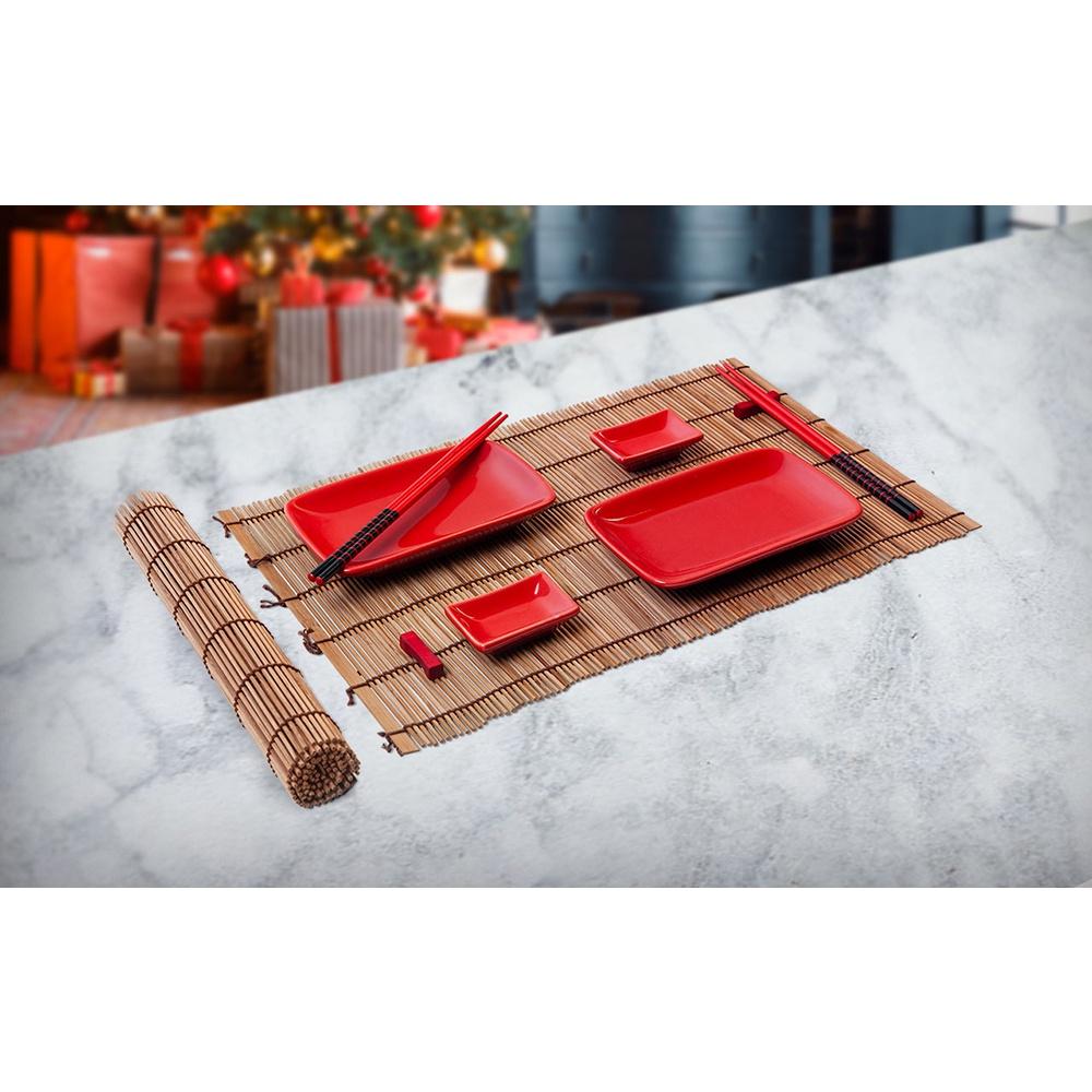 Conjunto para comida oriental para 2 pessoas Nankin 10 peças - Vermelho